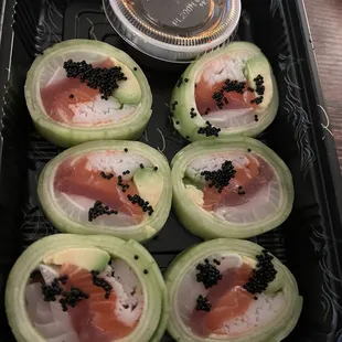 Cucumber wrapped appetizer roll