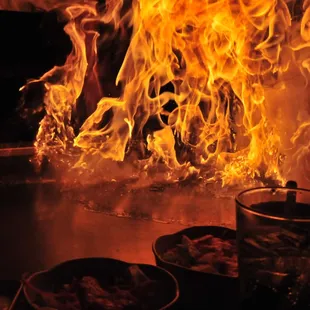 a flame coming out of the grill