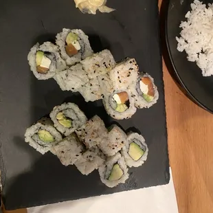 Philly roll and avocado roll