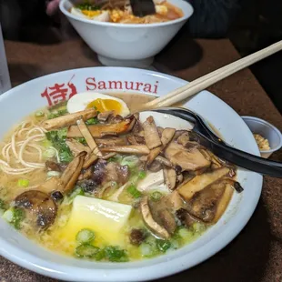 Vegan Mushroom Miso Ramen with butter.