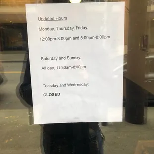 Updated hours