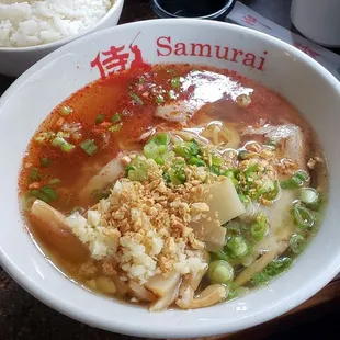 Amazing garlic tonkatsu with spicy paste added to it.