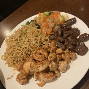Hibachi chicken shrimp and steak