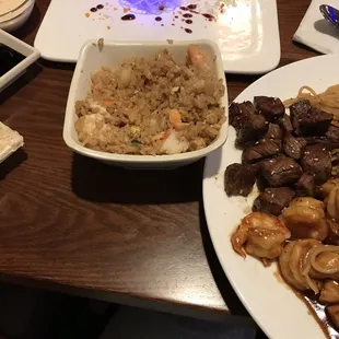 Shrimp fried rice with garlic butter. Yummy!