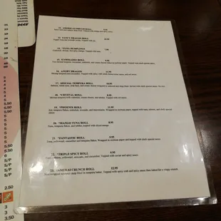 menu
