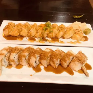 Crazy Boy roll on top and crunch roll on bottom