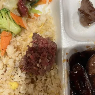 rice, meat and vegetables