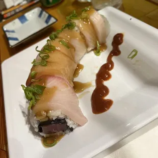 Hamachi, tuna, &amp; unagi roll