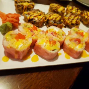 a variety of sushi on a plate