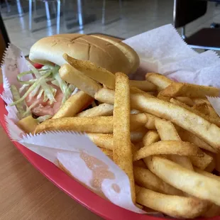 Cheese Burger and season fries
