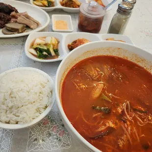 Spicy beef and vegetable soup.