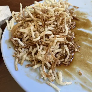 Styrofoam noodles from Mongolian Beef, rancid. Yuck.