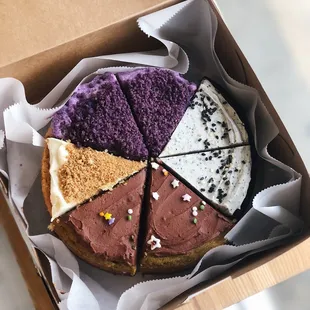 calamansi cake, chocolate black sesame cake, pandan chocolate cake, vanilla ube cake