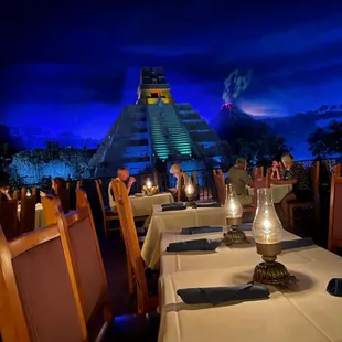 View of the ride and Mayan Pyramid