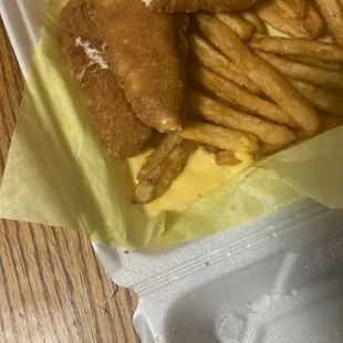 Pool of mustard and frozen tenders not even cooked through