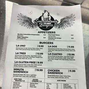 Front of Menu