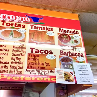 Menu board.  11/17/2018