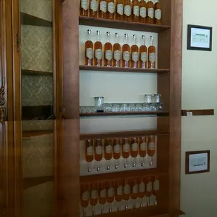 shelves of bottles of liquor