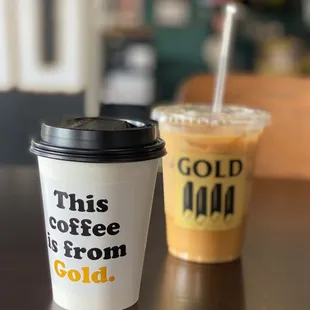 two cups of coffee on a table