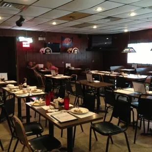 tables and chairs in a restaurant
