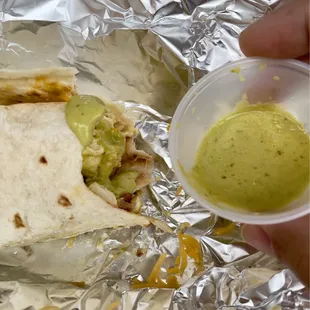 A burrito with green salsa is the best breakfast of all time!