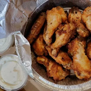 Chicken wings were bland and not good
