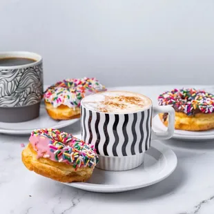 food, donuts, dough desserts