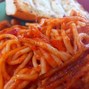 Italian sausage and tomato pasta plate; Summer 2022
