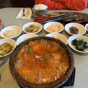 kimchi ji gae and kal bi