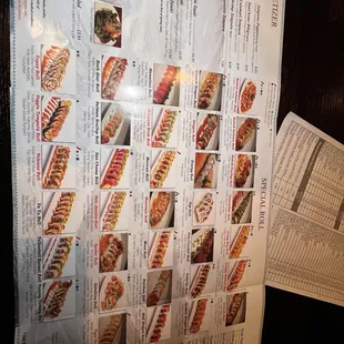 Sushi menu