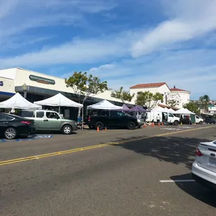 Some vendors under umbrellas