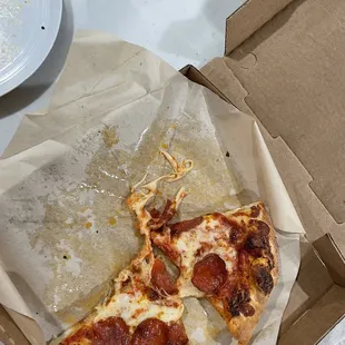 pepperoni pizza drenched in grease