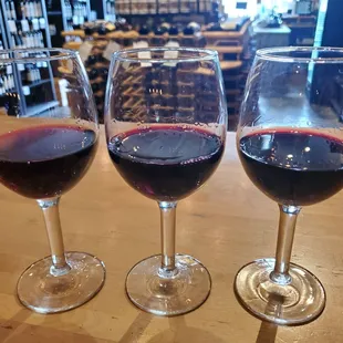 Bold Reds flight: zinfandel, syrah, &amp; cab sauv