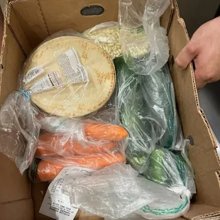 They were kind enough to give us a box for all of our vegetables.