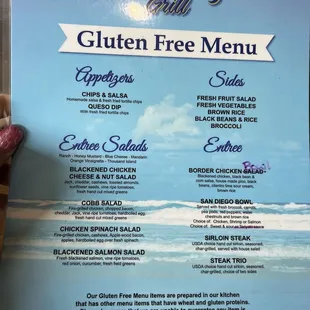 Gluten Free Menu