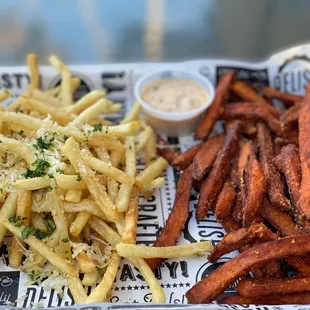 french fries and a side of dip