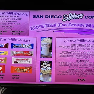Shake menu