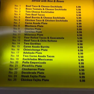 menu