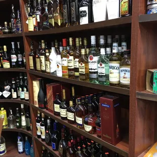 shelves full of liquor