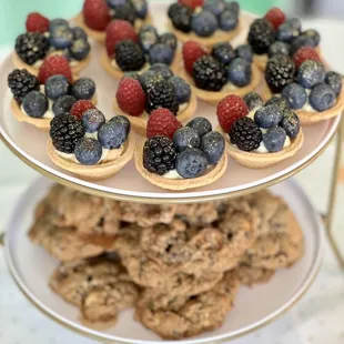 Mini fruit tarts and everything but the kitchen sink cookies