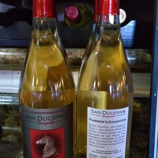 Farmers Daughter Lonestar for a sweet, peachy, fun wine!