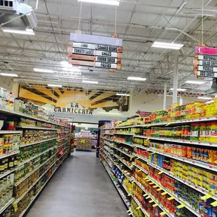 the aisles of a grocery store
