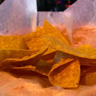 a basket of tortilla chips