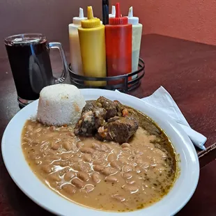 a plate of beans and rice