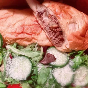 The Divisadero Dip Sandwich with salad $19.00 (beef jus on the side - not shown)