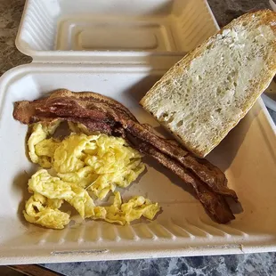 One Egg Breakfast with bacon &amp; baguette