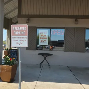 Parking, outside of restaurant