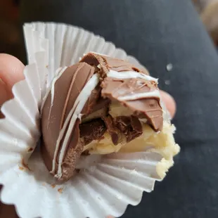 Devouring a divine Irish Cream Truffle!