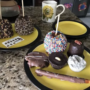 The booty (chocolates and apples)