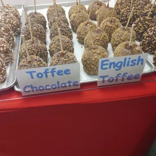 Toffee chocolate and English toffee apples.